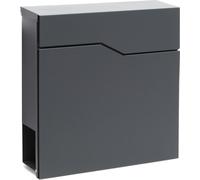 Wiltec Boîte aux Lettres Murale ou sur Pied Design & Porte-journaux V19, Verrouillable, Gris Anthracite, Acier galvanisé, 370 x 105 x 370 mm, Fente et clapet