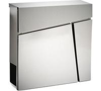Wiltec Boîte aux lettres murale ou sur pied design & Porte-journaux V23, Verrouillable, Acier inoxydable, 370 x 105 x 370 mm, Fente et clapet