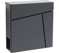 Wiltec Boîte aux Lettres Murale ou sur Pied Design & Porte-journaux V23, Verrouillable, Gris Anthracite, Acier galvanisé, 370 x 105 x 370 mm, Fente et clapet