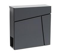Wiltec Boîte aux Lettres Murale ou sur Pied Design & Porte-journaux V23, Verrouillable, Gris Anthracite, Acier galvanisé, 370 x 105 x 370 mm, Fente et clapet