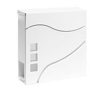 Wiltec Boîte aux lettres murale ou sur pied design & Porte-journaux V28, Verrouillable, Blanche, Acier galvanisé, 370 x 105 x 370 mm, avec Fenêtres