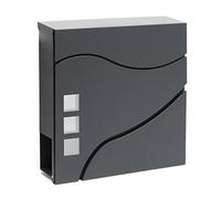 Wiltec Boîte aux Lettres Murale ou sur Pied Design & Porte-journaux V28, Verrouillable, Gris Anthracite, Acier galvanisé, 370 x 105 x 370 mm, avec Fenêtres