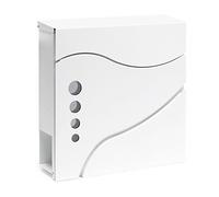 Wiltec Boîte aux lettres murale ou sur pied design & Porte-journaux V31, Verrouillable, Blanche, Acier galvanisé, 370 x 105 x 370 mm, avec Fenêtres