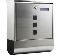 Wiltec Boîte aux lettres murale ou sur pied & Porte-journaux, Verrouillable, Couleur argentée, Acier inox, 305 x 95 x 335 mm, Fenêtres et Porte-nom