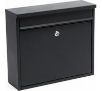 Wiltec Boîte aux lettres murale ou sur pied V13, Verrouillable, Gris anthracite, Acier galvanisé, 360 x 105 x 315 mm, Fente et clapet pour courrier
