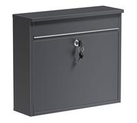 Wiltec Boîte aux lettres murale ou sur pied V13 Verrouillable Gris anthracite Acier galvanisé 360 x 105 x 315 mm Fente et clape