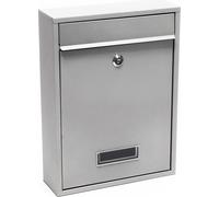 Wiltec Boîte aux Lettres Murale verrouillable V10 argentée pour courrier, 260 x 85 x 350 mm, Revêtement par Poudre, Fente 22 x 2,5 cm, avec Porte-nom
