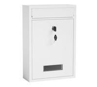 Wiltec Boîte aux lettres murale verrouillable V11 blanche pour courrier 216 x 85 x 320 mm Revêtement par poudre Fente 191 x 36 mm