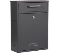Wiltec Boîte aux lettres murale verrouillable V52 anthracite pour courrier, 285 x 120 x 400 mm, Revêtement par poudre, avec fente, plaque porte-nom