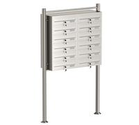 Wiltec Boîte aux Lettres sur Pieds Acier INOX 945 x 270 x 1500 mm, avec 12 Compartiments verrouillables 2x6 et Porte-nom, pour Courrier