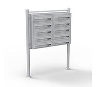 Wiltec Boîte aux lettres sur pieds Argentée 270 x 898 x 1500 mm, avec 10 Compartiments verrouillables 2x5 et Porte-nom, Revêtement en poudre, pour Courrier