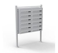 Wiltec Boîte aux lettres sur pieds Argentée 270 x 898 x 1500 mm, avec 12 Compartiments verrouillables 2x6 et Porte-nom, Revêtement en poudre, pour Courrier