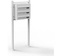 Wiltec Boîte aux lettres sur pieds Blanche 513 x 270 x 1150 mm, avec 3 Compartiments verrouillables et Porte-nom, Revêtement en poudre, pour Courrier
