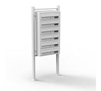 Wiltec Boîte aux lettres sur pieds Blanche 513 x 270 x 1500 mm, avec 6 Compartiments verrouillables et Porte-nom, Revêtement en poudre, pour Courrier