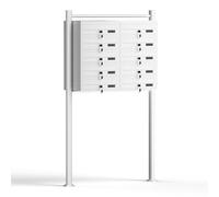 Wiltec Boîte aux Lettres sur Pieds Blanche 945 x 270 x 1500 mm, avec 10 Compartiments verrouillables 2x5 et Porte-nom, Revêtement en Poudre, pour Courrier