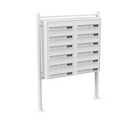 Wiltec Boîte aux Lettres sur Pieds Blanche 945 x 270 x 1500 mm, avec 12 Compartiments verrouillables 2x6 et Porte-nom, Revêtement en Poudre, pour Courrier