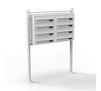 Wiltec Boîte aux Lettres sur Pieds Blanche 945 x 270 x 1500 mm, avec 8 Compartiments verrouillables 2x4 et Porte-nom, Revêtement en Poudre, pour Courrier