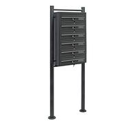 Wiltec Boîte aux Lettres sur Pieds Gris Anthracite 513 x 270 x 1500 mm, avec 6 Compartiments verrouillables et Porte-nom, Revêtement en Poudre, pour Courrier
