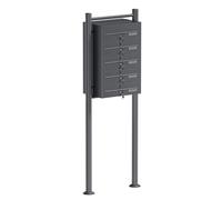 Wiltec Boîte aux Lettres sur Pieds Gris Anthracite 556 x 270 x 1500 mm, avec 5 Compartiments verrouillables et Porte-nom, Revêtement en Poudre, pour Courrier