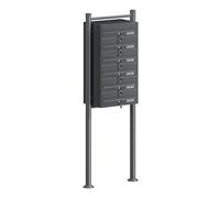 Wiltec Boîte aux Lettres sur Pieds Gris Anthracite 556 x 270 x 1500 mm, avec 6 Compartiments verrouillables et Porte-nom, Revêtement en Poudre, pour Courrier