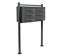 Wiltec Boîte aux Lettres sur Pieds Gris Anthracite 945 x 270 x 1200 mm, avec 6 Compartiments verrouillables 2x3 et Porte-nom, Revêtement en Poudre, pour Courrier