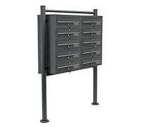 Wiltec Boîte aux Lettres sur Pieds Gris Anthracite 945 x 270 x 1500 mm, avec 10 Compartiments verrouillables 2x5 et Porte-nom, Revêtement en Poudre, pour Courrier