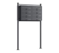 Wiltec Boîte aux lettres sur pieds Gris anthracite 945 x 270 x 1500 mm, avec 8 Compartiments verrouillables 2x4 et Porte-nom, Revête