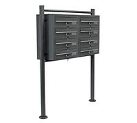 Wiltec Boîte aux Lettres sur Pieds Gris Anthracite 945 x 270 x 1500 mm, avec 8 Compartiments verrouillables 2x4 et Porte-nom, Revêtement en Poudre, pour Courrier