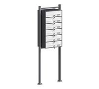 Wiltec Boîte aux Lettres sur Pieds Gris Anthracite/Blanche 556 x 270 x 1500 mm, avec 6 Compartiments verrouillables et Porte-nom, Revêtement en Poudre, pour Courrier