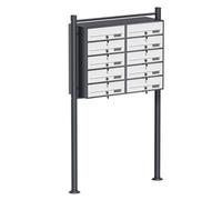 Wiltec Boîte aux Lettres sur Pieds Gris Anthracite/Blanche 945 x 270 x 1500 mm, avec 10 Compartiments verrouillables 2x5 et Porte-nom, Revêtement en Poudre, pour Courrier