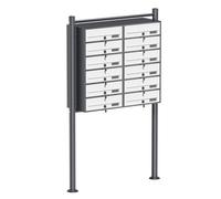 Wiltec Boîte aux lettres sur pieds Gris anthracite/Blanche 945 x 270 x 1500 mm, avec 12 Compartiments verrouillables 2x6 et Porte-no
