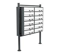 Wiltec Boîte aux Lettres sur Pieds Gris Anthracite/Blanche 945 x 270 x 1500 mm, avec 12 Compartiments verrouillables 2x6 et Porte-nom, Revêtement en Poudre, pour Courrier