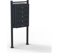 Wiltec Boîte aux lettres sur pieds Noire 513 x 270 x 1500 mm, avec 5 Compartiments verrouillables et Porte-nom, Revêtement en poudre, pour Courrier
