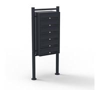 Wiltec Boîte aux lettres sur pieds Noire 513 x 270 x 1500 mm, avec 6 Compartiments verrouillables et Porte-nom, Revêtement en poudre, pour Courrier