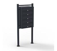 Wiltec Boîte aux Lettres sur Pieds Noire 556 x 270 x 1500 mm, avec 5 Compartiments verrouillables et Porte-nom, Revêtement en Poudre, pour Courrier