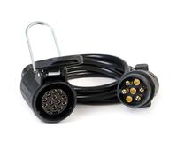 WilTec Câble de rallonge électrique - 3 m - 2 fiches - 7 Broches et 13 Broches - Feux de Camping Car et remorque - Feu arrière, Clignotants, etc.