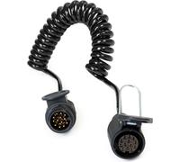 Wiltec Câble de rallonge électrique spiralé – 3 m – 2 fiches – 13 broches – Feux de camping car et remorque – Feu arrière, clignotants, etc.