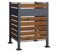 Wiltec Cache-Poubelle - 905 x 905 x 1200 mm - pour 60 à 240 L - Design Bois - en Acier - avec 3 Parois - Clôture Range Coffre Combinable