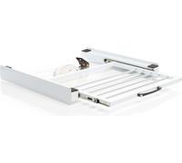 WilTec Cadre de Superposition pour Machine à Laver - 605 x 545 x 75 mm - Charge Max. 150 kg - avec Tablette coulissante Angulaire et Porte-Serviette- Cadre de Lave-Linge et de sèche-Linge Séchoir