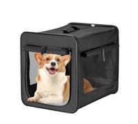 Wiltec Caisse de Transport Noire Pliable pour Chiens Chats Animaux domestiques - Taille M / 58 x 46 x 53 cm/Charge Max. 10 kg - avec Coussin - boîte Voyages Canine féline