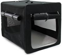 Wiltec Caisse de transport pliable pour animaux domestiques - taille L / 76 x 56 x 61 cm - capacité max. 20 kg - Couleur noire - avec Coussin - pour Voyage avec Chiens Chats Animaux domestiques
