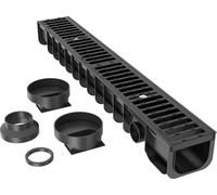 Wiltec Caniveau – 1000 x 140 x 115 mm – Capacité de charge 12,5 t – avec Grille de recouvrement en fonte – Drainage Eaux usées Rigole Évacuation Garage