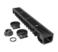 Wiltec Caniveau - 1000 x 140 x 115 mm - Capacité de charge 12,5 t - avec Grille de recouvrement en fonte - Drainage Eaux usées Rigol