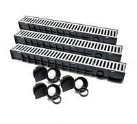 WilTec Caniveau 3x1m Grille de recouvrement galvanisée 1,5t Drainage Eaux usées Rigole Évacuation Garage