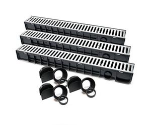 WilTec Caniveau 3x1m Grille de recouvrement galvanisée 1,5t Drainage Eaux usées Rigole Évacuation Garage