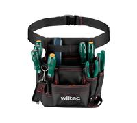 Wiltec Ceinture porte-outils, 24 x 28 cm - Capacité de 15 kg - Ceinture de chantier à sangle ajustable et 7 poches - Pour Jardinage, chantier, électriciens, plombiers, etc.