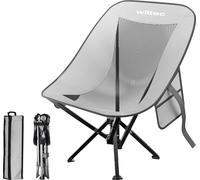 Wiltec Chaise pliante de camping, 500 x 450 x 710 mm, Capacité max. 100 kg, Chaise pliable de pêche, Fauteuil pliant compact Gris Noir pour BBQ, fêtes, pique-nique