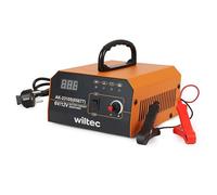 Wiltec Chargeur de Batterie 6-12 V avec intensité Variable 3-10 A, 10-150 Ah pour Voitures et Motos, avec écran LCD et poignée de Transport