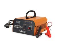 Wiltec Chargeur de batterie 6-12 V avec intensité variable 3-10 A, 10-150 Ah pour voitures et motos, avec écran LCD et poignée de tr
