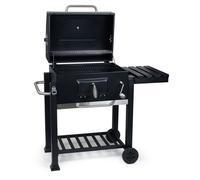 Wiltec Chariot Barbecue à Charbon 1130x475x 1000mm Clapet anti-feu Hauteur réglable Thermomètre Espaces rangement Ouvre-bouteille Grillade Jardin BBQ